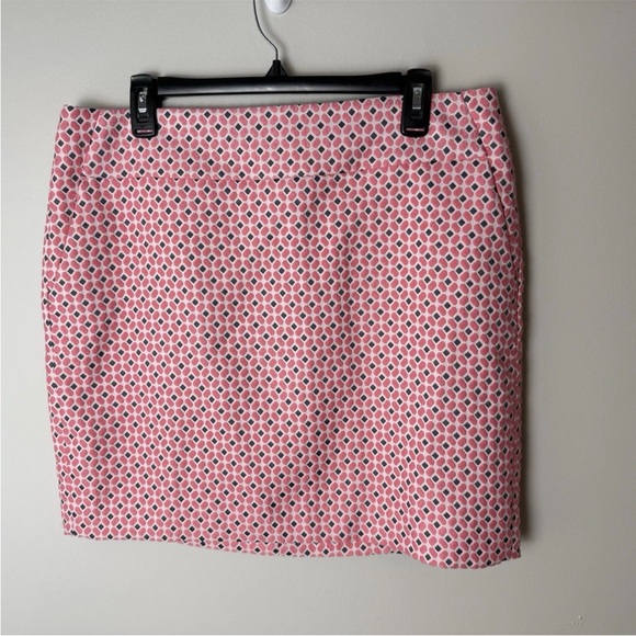 Ann Taylor Skirt Size 12 Pockets Back Zip Pink Blue White Lined Casual Office - Picture 2 of 7